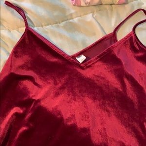 Magenta colored velvet top